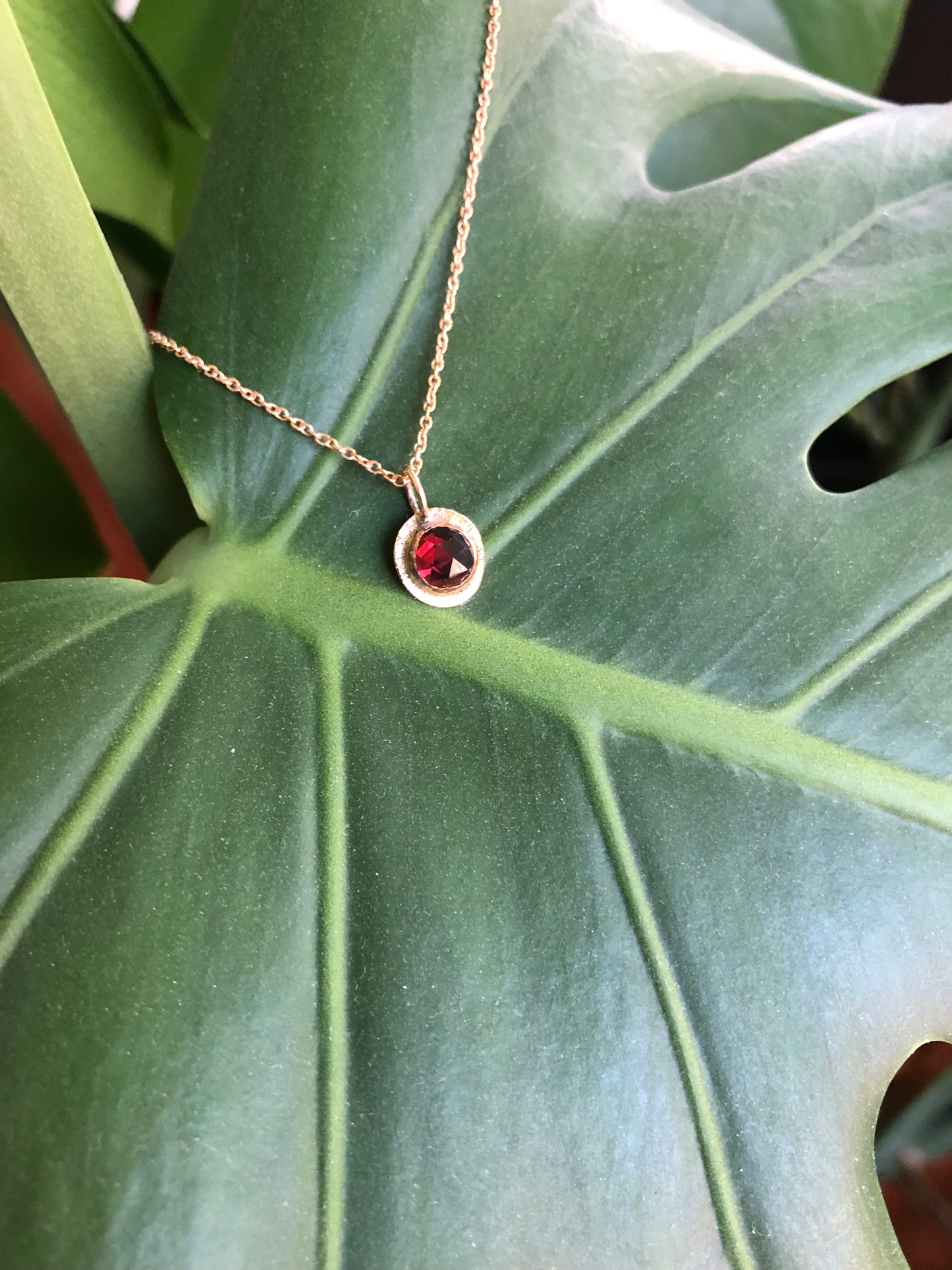 Garnet Pendant in 14K Yellow Gold
