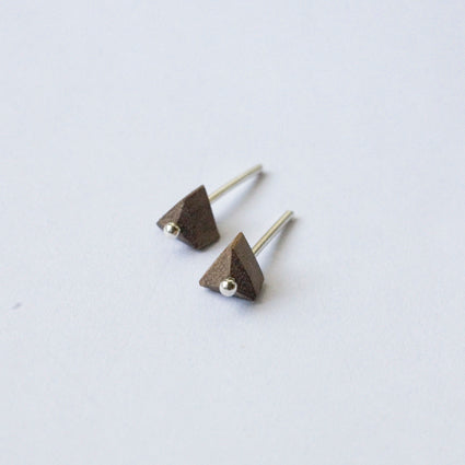 PYRAMID {walnut stud earrings}