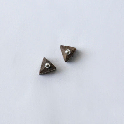 PYRAMID {wood stud earrings}