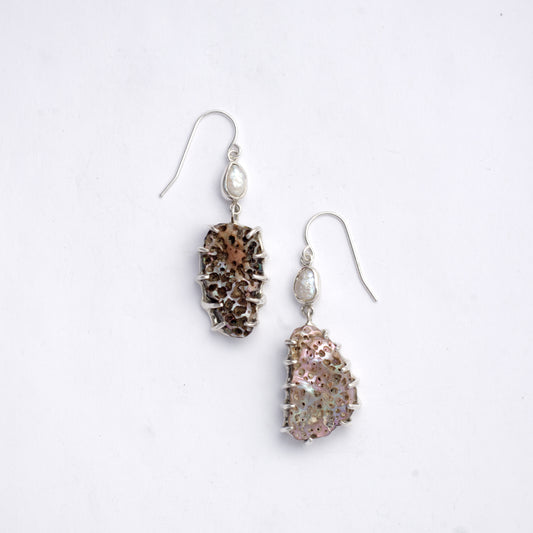 "FOUND TREASURE" ABALONE & PEARL EARRINGS