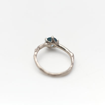 BLUE MONTANA SAPPHIRE BRANCH RING { 14K White Gold }