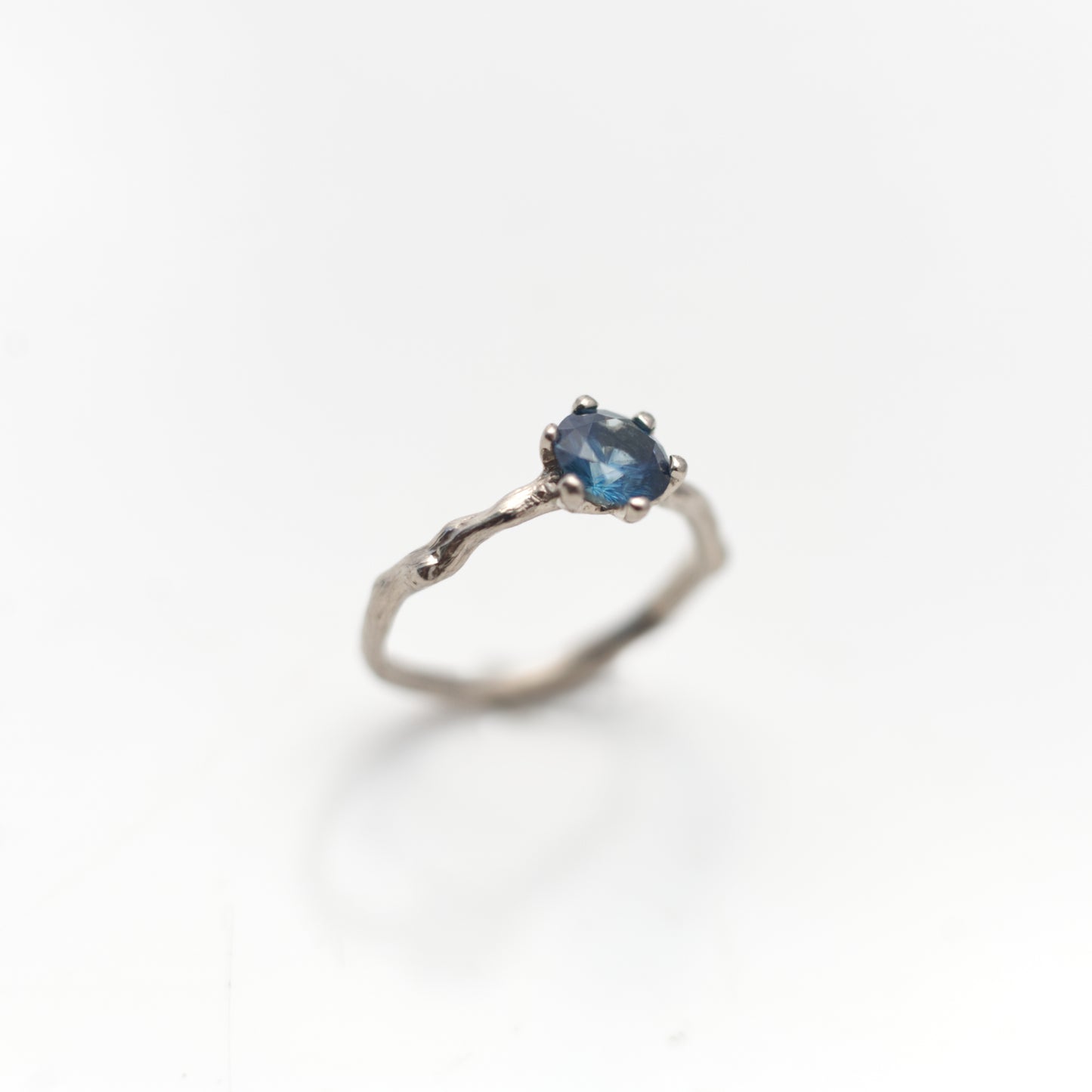 BLUE MONTANA SAPPHIRE BRANCH RING { 14K White Gold }