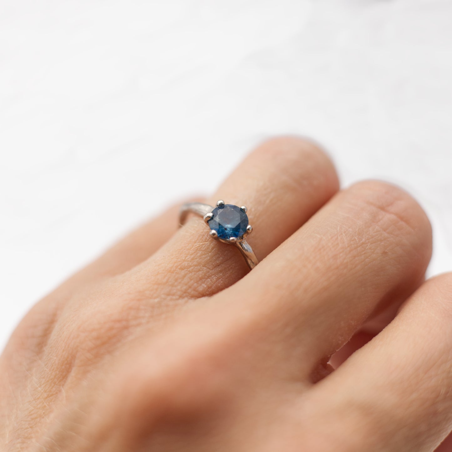 BLUE MONTANA SAPPHIRE BRANCH RING { 14K White Gold }