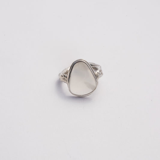 White Agate Imprinted Ring