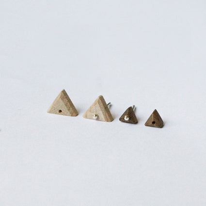 PYRAMID {wood stud earrings}