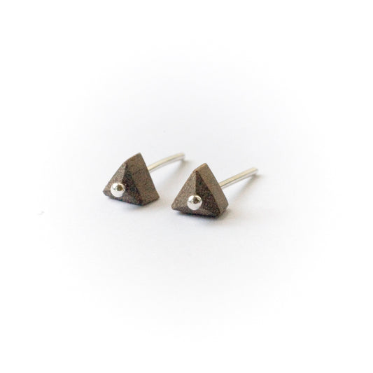 PYRAMID {wood stud earrings}