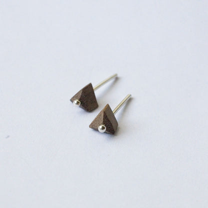 PYRAMID {wood stud earrings}